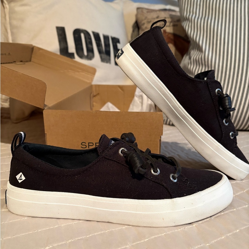 Sperry Women's Crest Vibe Linen Black 6M Like New - Picture 4 of 6